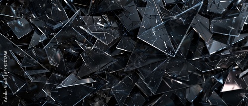black broken glass big pieces background