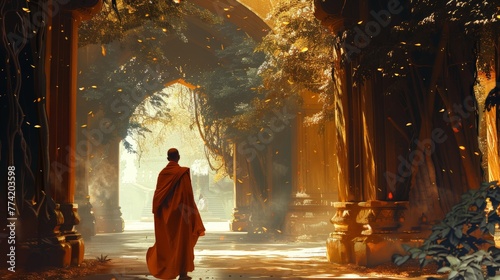 Buddha with ancient atmosphere, illustration