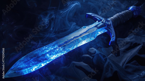 Magic glowing sword. Fantasy element