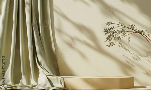 Elegance Displayed Terakota Luxurious Fabric Draped Elegantly Beside a Matching Pedestal Podium