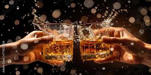 Golden Whiskey Cheers: A Festive Splash of Elegance