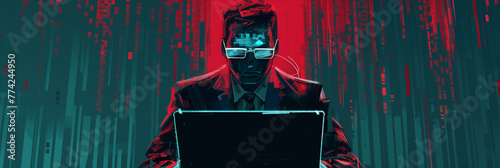 Corporate Hacker with Glitching Data Background