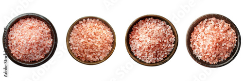 Set of Pink salt in a bowl isolated on transparent background Remove png