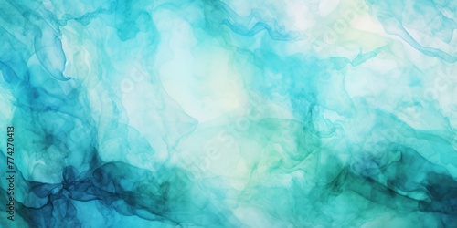 Cyan abstract watercolor stain background pattern 