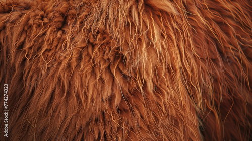 Close-up detail of the brown fur of a Llama 