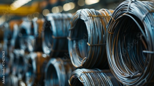 coils of steel or iron wire piled in the metalworking sector. annealing wire drawing