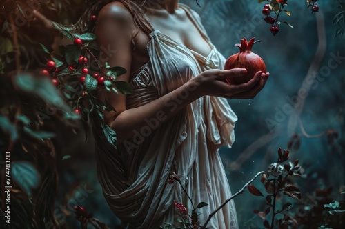 Persephone's Fateful Bite: Delving into the Myth of the Greek Goddess Consuming the Pomegranate Seeds, Binding Her to the Underworld and Shaping the Seasons.