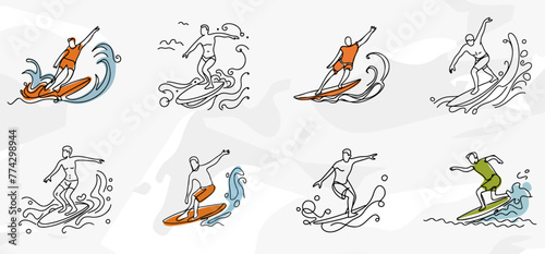 Anonyme Surfer Männer - Lineart Vektorgrafik Bundle
