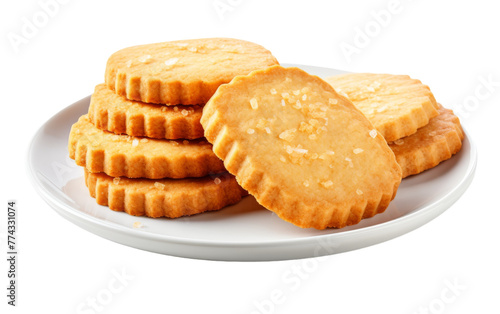 White plate with assorted cookies resting on a table