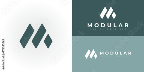 abstract initial mountain letter M or MM logo in green color isolated on multiple background colors. The logo is suitable for print-on-demand or business and consulting company logo design inspiration