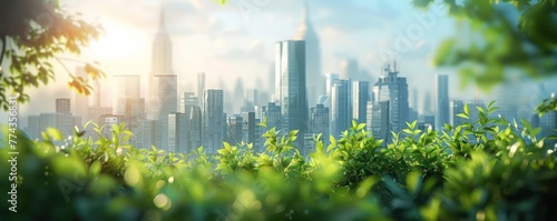 3D render showcasing the contrast between a polluted city and a green, sustainable city