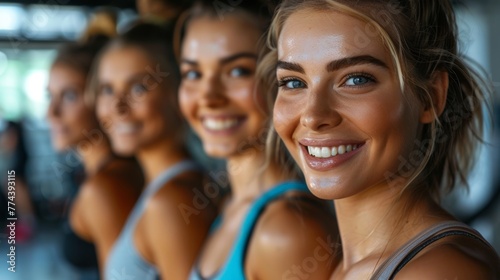 Group of Women Friends Exercising and Smiling at the Gym Generative AI