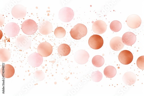Rose Gold thin barely noticeable paint brush circles background pattern isolated on white background 