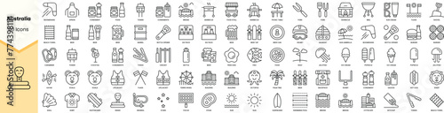Set of australia icons. Simple line art style icons pack. Vector illustration