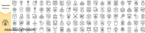 Set of government icons. Simple line art style icons pack. Vector illustration