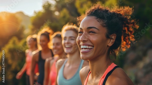 Laughing Women Stretching After a Morning Run Generative AI