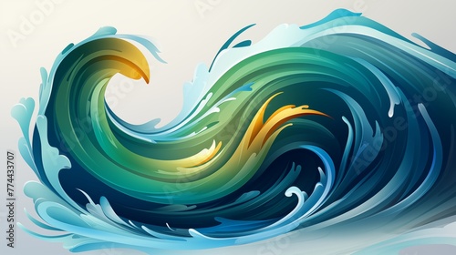 An abstract logo icon resembling a swirling wave.