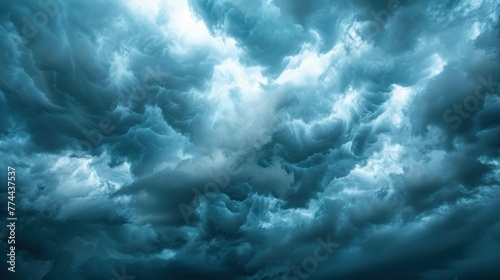 Dramatic view of thunderclouds storm at night cloudy background. Generated AI image