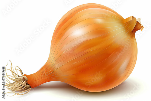 A large orange onion on a white background