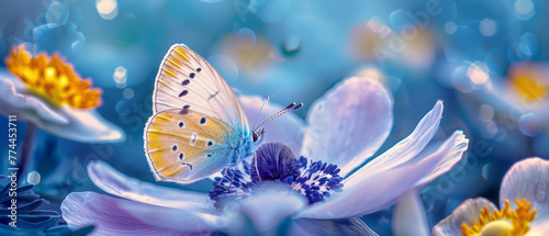 Butterfly Harmony Mesmerizing Floral Composition on Azure