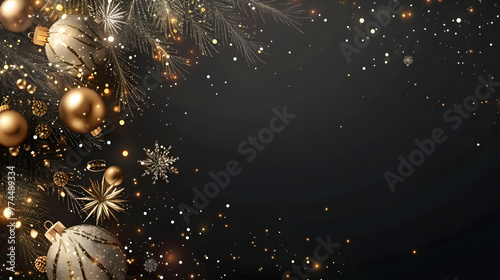 Bolas de natal, árvore de natal, estrelas brilhantes, celebração feriado comemoração natal ano novo decoração