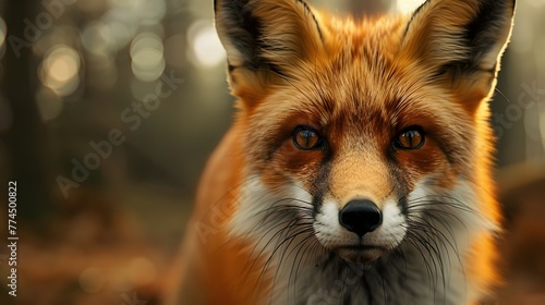Captivating Close-up Portrait of a Curious Red Fox in Its Natural Woodland Habitat