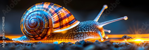snail on the road, Speed Laser Snail with Speed Motion Light Trail