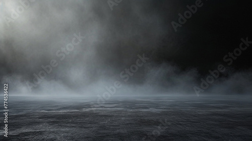 Texture dark concrete floor with mist or fog. Generative Ai