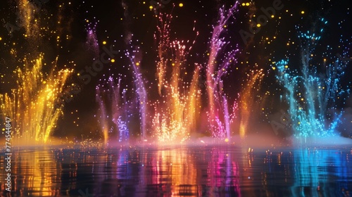 A flawless dance of colors on a black stage these firework explosions are a true display of artistry.