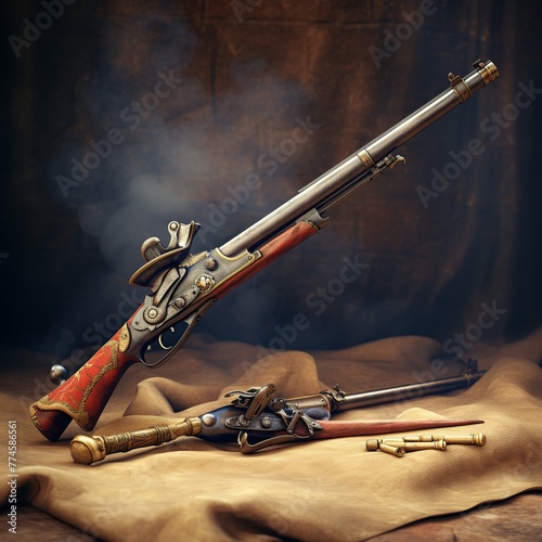 illustration of france musket with bayonet, Generative ai