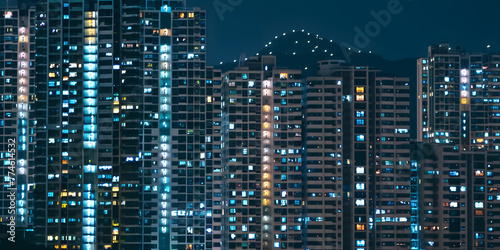 Skyline noturno abstrato da cidade