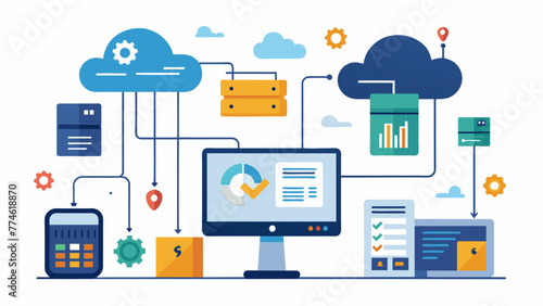 A detailed view of a cloudbased quality control system with various data inputs and algorithms constantly monitoring and improving production