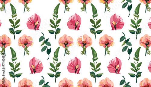 Seamless pattern with peonies flowers