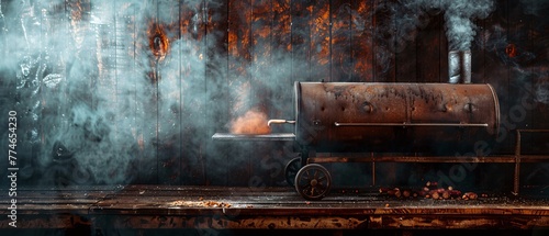 Texas Charcoal offset smoker during backyard cookout