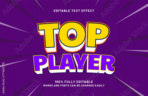 top player 3d editable text effect