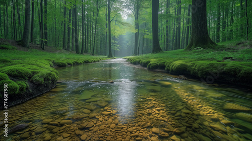 森に流れる川