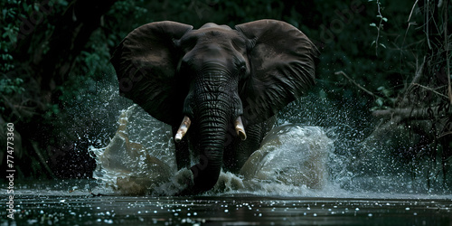 Elefante se banhando na água