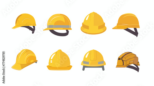 Safety helmet theme elements flat vector isolated 