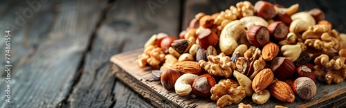 Wooden Cutting Board Topped With Nuts and Nutshells