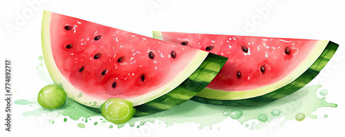 Watercolor, frech watermelon slice.