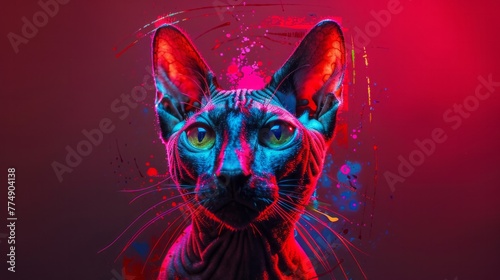 Graffiti Sphinx: Photograph of a Cat Painted with Graffiti