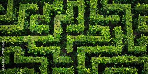 Green hedge maze incorporating a hidden fence