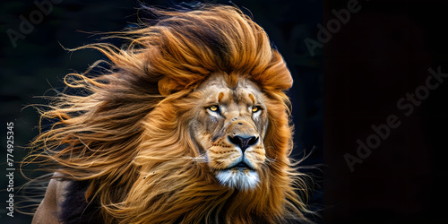 Leão com juba esplendorosa