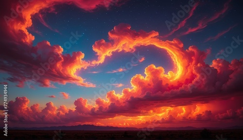 Red sunset clouds