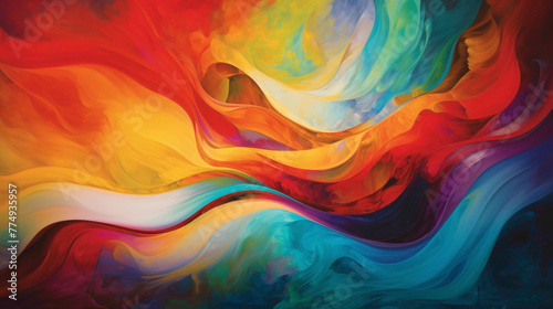Dynamic Harmony. Dynamic waves of light and color harmoniously converging and diverging on the canvas, creating a symphony of visual harmony.