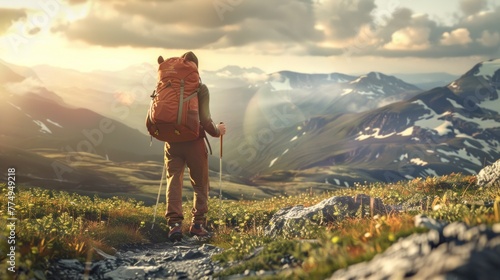 Friendly and inviting 3D rendering of a hiker ready to explore the great outdoors.