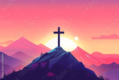 a cross on a mountain
