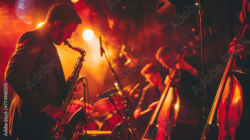 The stage is aglow as a talented jazz band performs, their synchrony and passion for music evident in the lively beats and soul-stirring rhythms that fill the air.