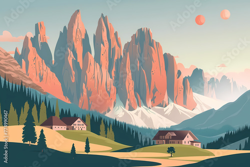 Dolomites, italy, trentino, alto adige. Unesco World Heritage Site. Generative AI