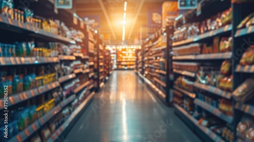 Shelf Products Display, Well-Organized Supermarket Aisle